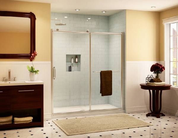 Раздвижные стеклянные двери для душа: 25 фото в интерьере ванной