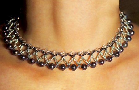 Схема плетения из бисера ожерелья «Mila» в фото