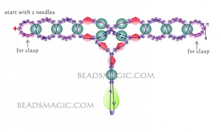 Схема плетения из бисера ожерелья «Snow Land» в фото