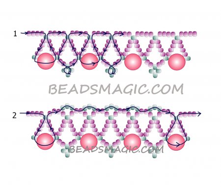 Схема плетения из бисера ожерелья «Strawberry Candy» в фото