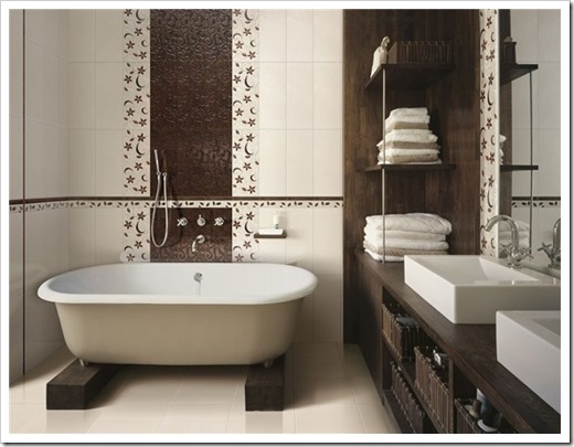 Интерьер ванной в коричневом цвете
