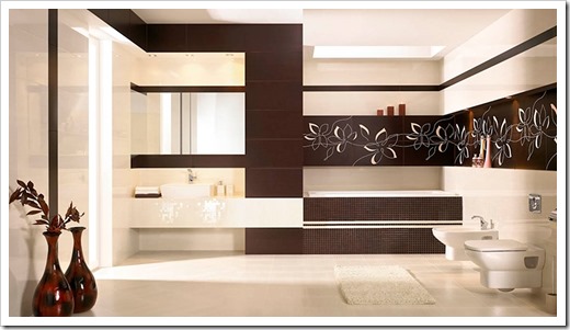Интерьер ванной в коричневых тонах