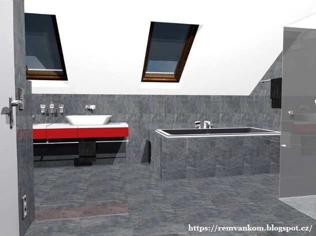 Дизайн проект ванной комнаты на мансарде. Вариант первый