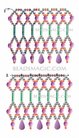 Схема плетения из бисера ожерелья «Янтарные капли» в фото
